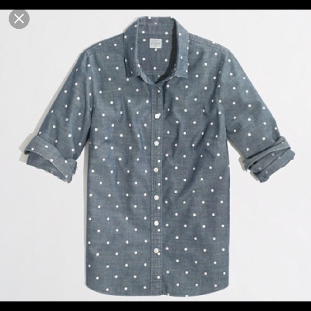 J. Crew Polka Dot Chambray Button Down Shirt